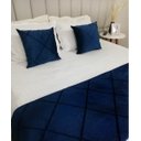 Ver imagem 2 de Peseira Decorativa Drapeada Veludo com Forro Azul Marinho
