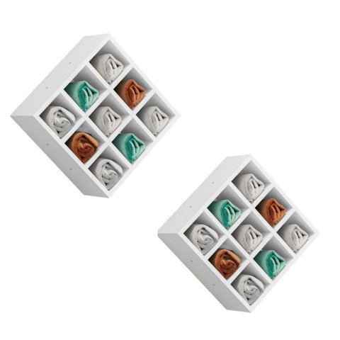 Kit 2 Suporte Porta Toalha Luiza 9 Nichos Toalheiro Multiuso:branco