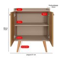 Ver imagem 6 de Aparador Buffet 2 Portas Pequeno Cantinho Café Cozinha Sala Jantar Estilo Retrô Puxador Concha Luxo