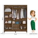 Ver imagem 3 de Guarda Roupa Casal Panamá com Cômoda Vênus com Pés e Armário Multiuso New Íris Castanho Wood – Moval