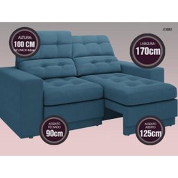 Sofá Jobim 1,70m Assento Retrátil e Reclinável Velosuede - NETSOFAS - 3