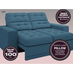 Sofá Jobim 1,70m Assento Retrátil e Reclinável Velosuede - NETSOFAS - 2