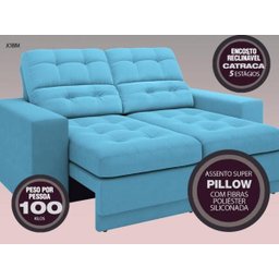 Sofá Jobim 1,70m Assento Retrátil e Reclinável Velosuede - NETSOFAS - 2