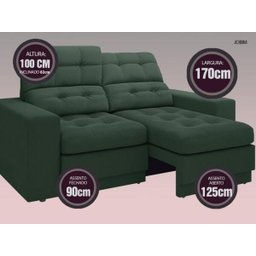 Sofá Jobim 1,70m Assento Retrátil e Reclinável Velosuede - NETSOFAS - 2