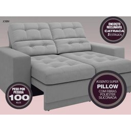 Sofá Jobim 1,70m Assento Retrátil e Reclinável Velosuede - NETSOFAS - 2