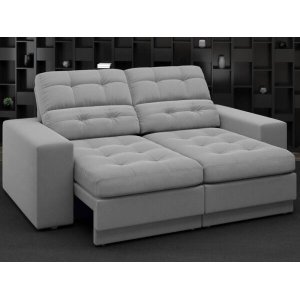 Sofá Jobim 1,70m Assento Retrátil e Reclinável Velosuede - NETSOFAS