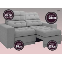 Sofá Jobim 1,70m Assento Retrátil e Reclinável Velosuede - NETSOFAS - 3