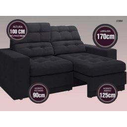 Sofá Jobim 1,70m Assento Retrátil e Reclinável Velosuede - NETSOFAS - 3