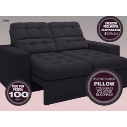 Sofá Jobim 1,70m Assento Retrátil e Reclinável Velosuede - NETSOFAS - 2