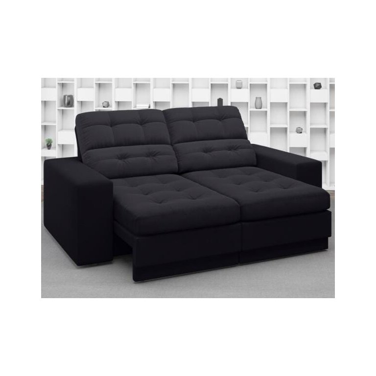 Sofá Jobim 1,70m Assento Retrátil e Reclinável Velosuede - NETSOFAS