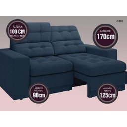 Sofá Jobim 1,70m Assento Retrátil e Reclinável Velosuede - NETSOFAS - 3