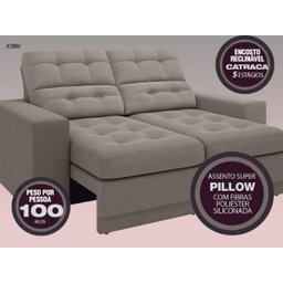 Sofá Jobim 1,70m Assento Retrátil e Reclinável Velosuede - NETSOFAS - 2