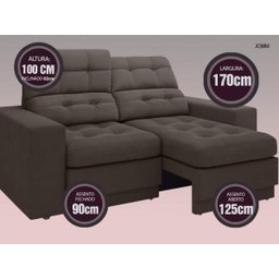 Sofá Jobim 1,70m Assento Retrátil e Reclinável Velosuede - NETSOFAS - 3