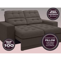 Sofá Jobim 1,70m Assento Retrátil e Reclinável Velosuede - NETSOFAS - 2
