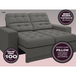Sofá Jobim 1,70m Assento Retrátil e Reclinável Velosuede - NETSOFAS - 2