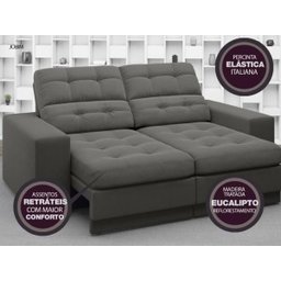 Sofá Jobim 1,70m Assento Retrátil e Reclinável Velosuede - NETSOFAS - 7