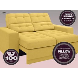 Sofá Jobim 1,70m Assento Retrátil e Reclinável Velosuede - NETSOFAS - 2