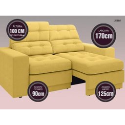 Sofá Jobim 1,70m Assento Retrátil e Reclinável Velosuede - NETSOFAS - 3