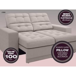 Sofá Jobim 1,70m Assento Retrátil e Reclinável Velosuede - NETSOFAS - 2