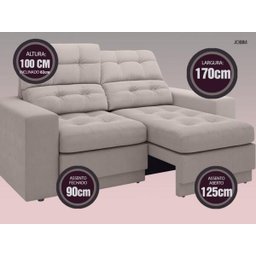 Sofá Jobim 1,70m Assento Retrátil e Reclinável Velosuede - NETSOFAS - 3