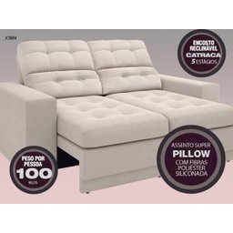 Sofá Jobim 1,70m Assento Retrátil e Reclinável Velosuede - NETSOFAS - 2