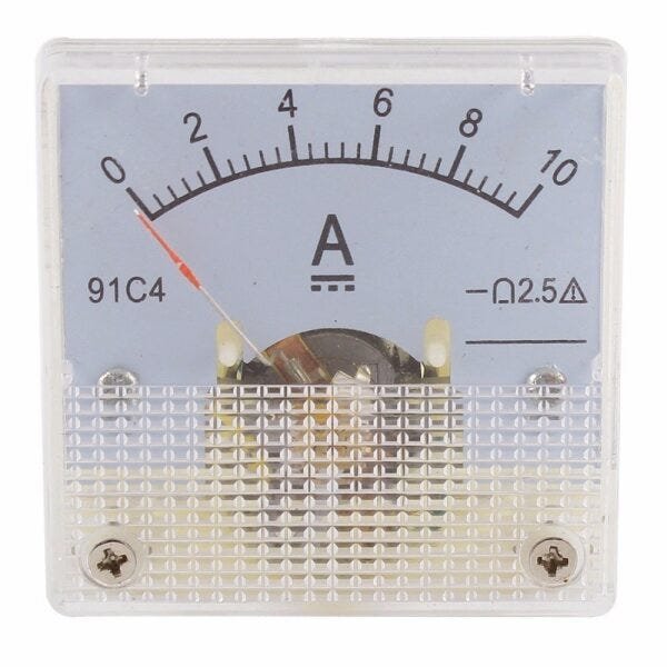 Amperímetro analógico DC 10A 91C4 classe 2.5 - 1