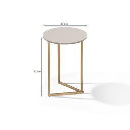 Mesa Lateral Pé De Ferro Estilo Industrial Dourado/Off White - 6