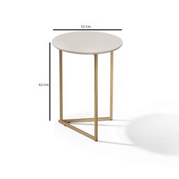 Mesa Lateral Pé De Ferro Estilo Industrial Dourado/Off White - 4