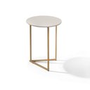 Ver imagem 3 de Mesa Lateral Pé De Ferro Estilo Industrial Dourado/Off White