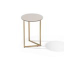 Ver imagem 5 de Mesa Lateral Pé De Ferro Estilo Industrial Dourado/Off White