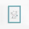 Quadro Elefante e Coração Azul Moldura Azul 22x32cm - 1
