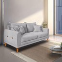 Ver imagem 2 de Sofá Living 2 Lugares 1,80m Livia Bouclê Cinza Pés de Madeira - Pallazio