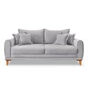 Ver imagem 3 de Sofá Living 2 Lugares 1,80m Livia Bouclê Cinza Pés de Madeira - Pallazio