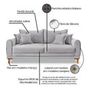 Ver imagem 7 de Sofá Living 2 Lugares 1,80m Livia Bouclê Cinza Pés de Madeira - Pallazio