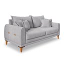 Ver imagem 1 de Sofá Living 2 Lugares 1,80m Livia Bouclê Cinza Pés de Madeira - Pallazio