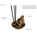 Ver imagem 4 de Incensário - Buda - Porta Incenso 3 Varetas - Resina Dourado - 8cm - Prosperidade