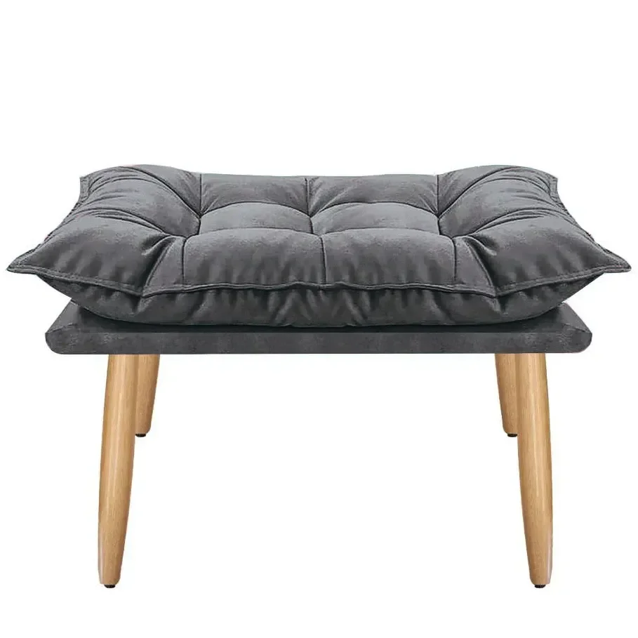 Ver imagem 2 de Puff Opala Slim Suede Pés Palito Decorativo Sala de Estar - Mercado Dos Móveis:cinza Escuro