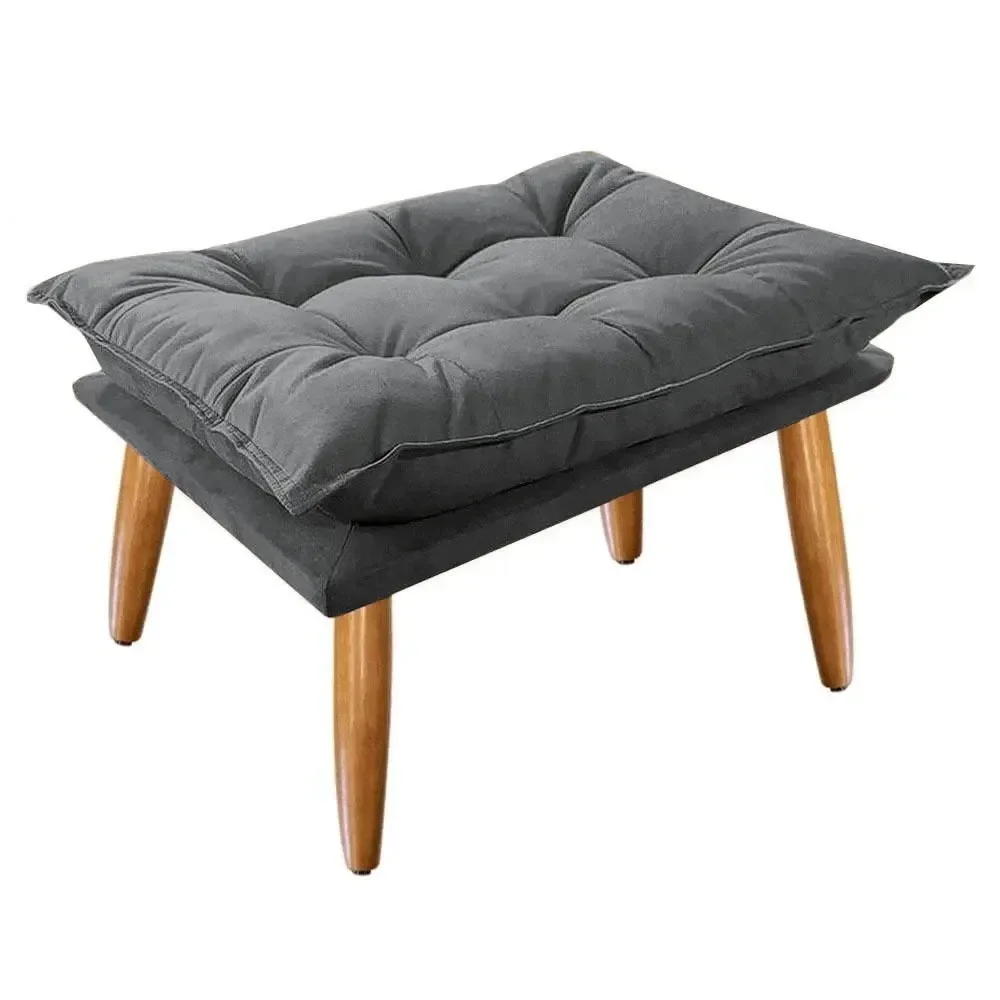 Puff Opala Slim Suede Pés Palito Decorativo Sala de Estar - Mercado Dos Móveis:cinza Escuro