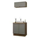 Ver imagem 2 de Conjunto Gabinete para Banheiro 80cm 3 Portas Rustic/Cinza Vik Madesa 02