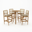 Ver imagem 2 de Conjunto Mesa Bistrô com 4 Banquetas Liz em Madeira Maciça Marrom/Bege
