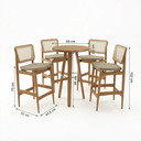Ver imagem 3 de Conjunto Mesa Bistrô com 4 Banquetas Liz em Madeira Maciça Marrom/Bege