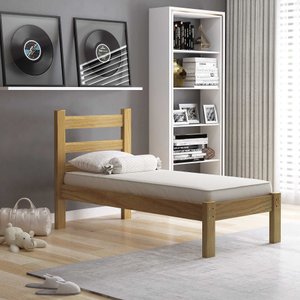 Cama Solteiro em Madeira Maciça Reforçado Rubi Nemargi:nogueira