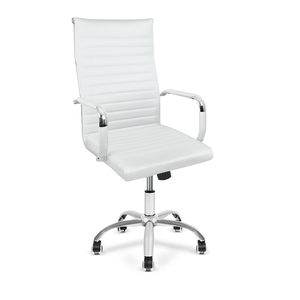 Cadeira Presidente Giratória Esteirinha Charles Eames Estofada Branca