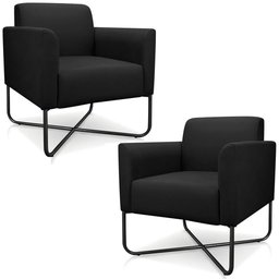 Kit 2 Poltronas Isabella Base X Suede Preto - 1