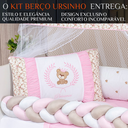 Ver imagem 3 de Kit Berço Trança Ursinho Marinho Menino 11 Peças com Saia:rosa