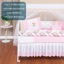 Ver imagem 4 de Kit Berço Trança Ursinho Marinho Menino 11 Peças com Saia:rosa