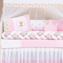 Ver imagem 2 de Kit Berço Trança Ursinho Marinho Menino 11 Peças com Saia:rosa