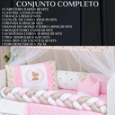 Ver imagem 7 de Kit Berço Trança Ursinho Marinho Menino 11 Peças com Saia:rosa