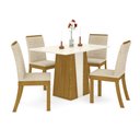 Ver imagem 4 de Conjunto Sala de Jantar Tampo MDF Canto Reto 120 Cm 04 Cadeiras Dulce Henn