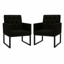 Ver imagem 1 de Kit 2 Poltronas Decorativas Reforçada Recepção Base Ferro Preto